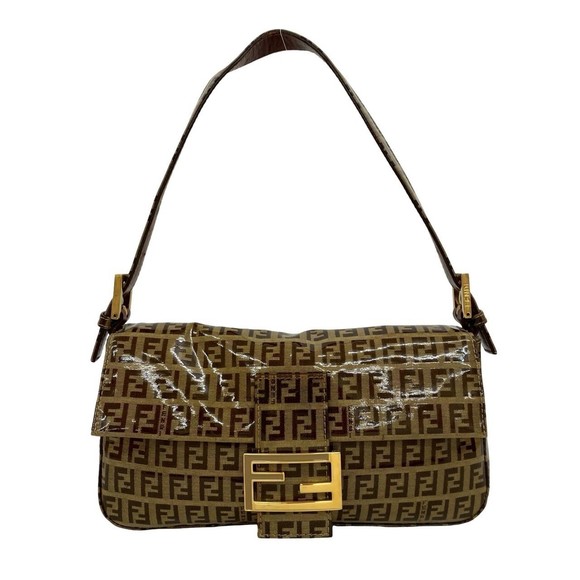 FENDI Mamma Bucket Zucchino FF Leather Semi-Shoulder Bag/Handbag, Brown, 31625 - Picture 1 of 10